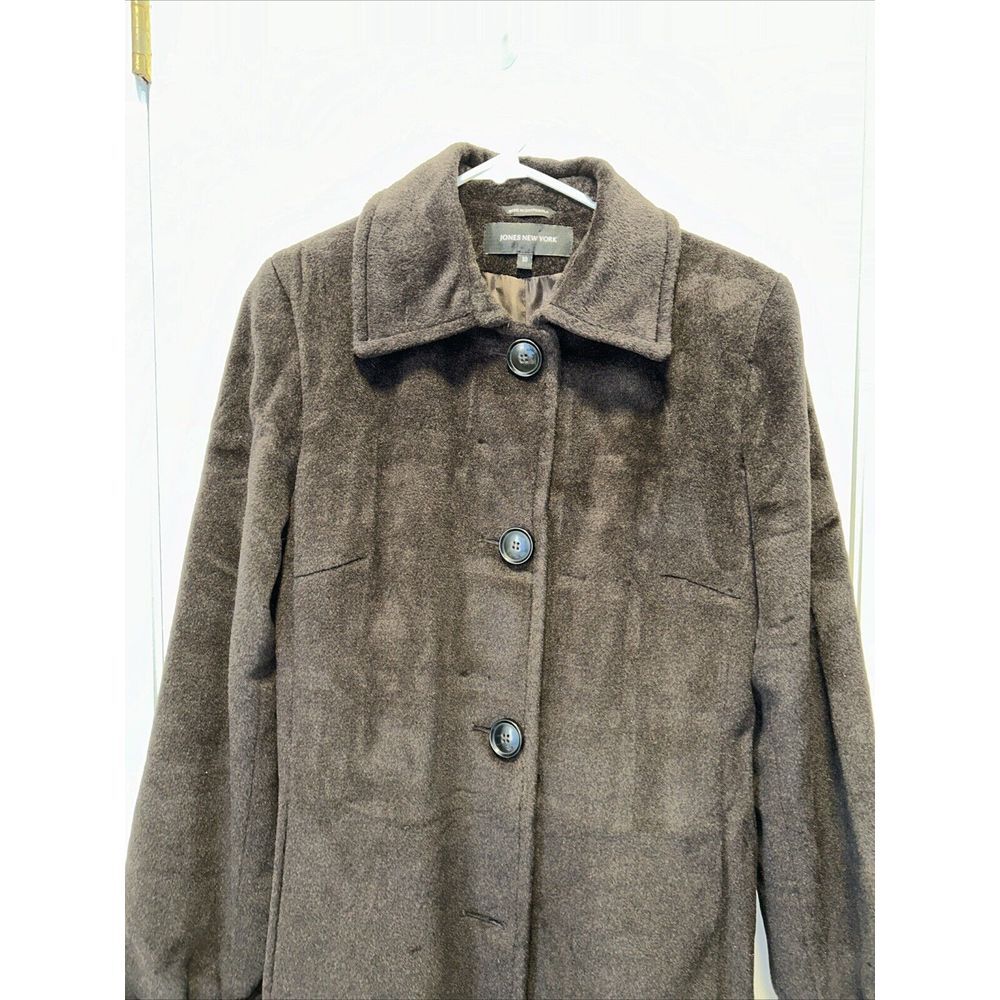 Jones New York Women's Full Length Wool Coat Chocolate Brown Size 10 Old Money